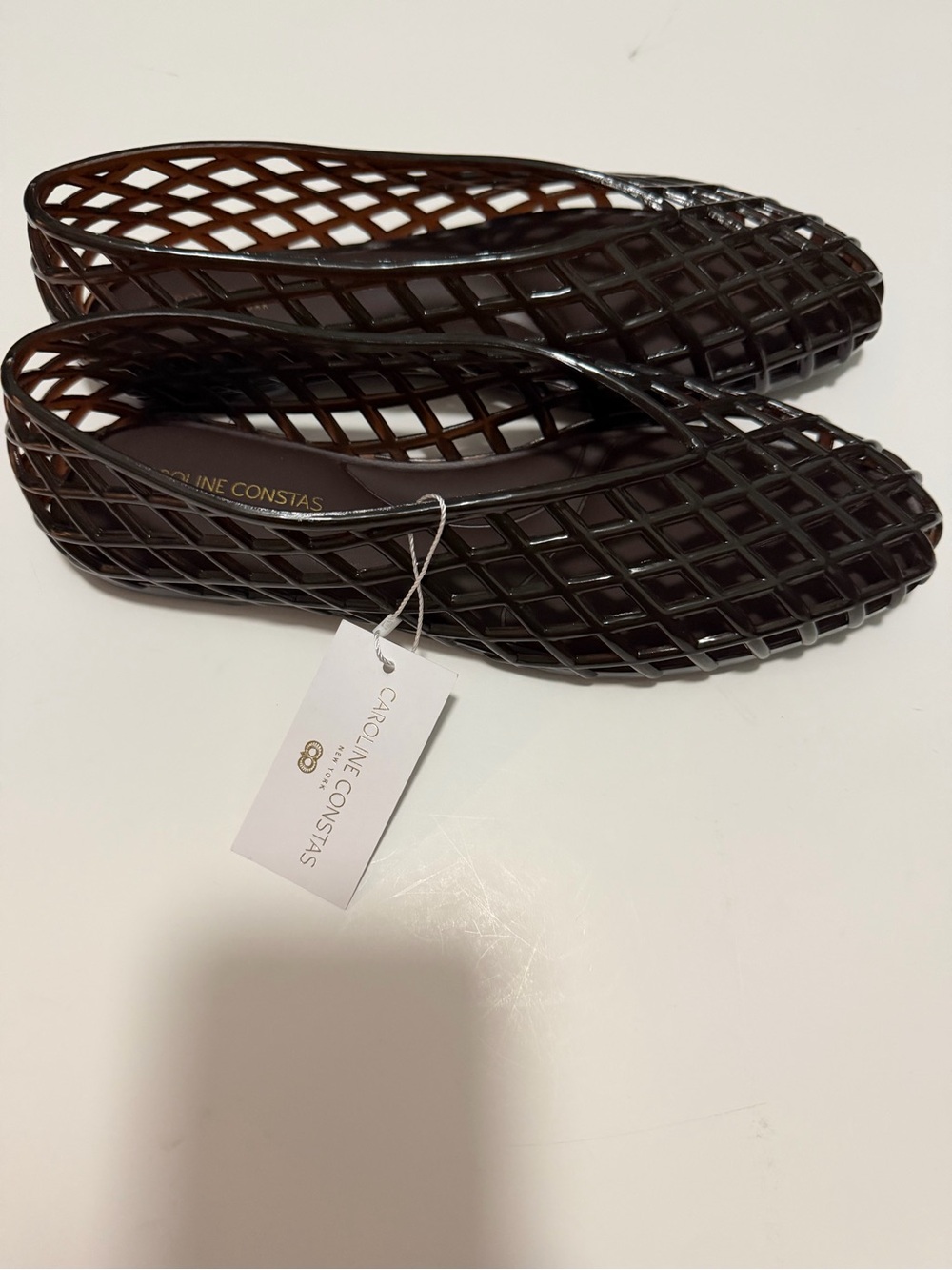 Caroline Constas Dark Brown Jelly Lattice Slip-On Flats